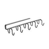 Suport suspendat pentru cani, cesti sau ustensile de bucatarie, My Hooks Lava 6x25x6 cm, negru