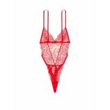 Costum Sexy, Victoria's Secret, Unlined Corded Lace Teddy, Red, Marime XS