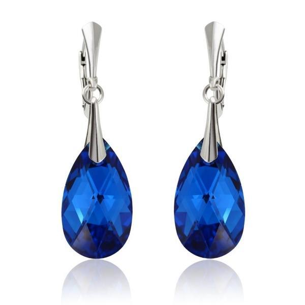 Cercei argint, Cercei Swarovski Pear Capri Blue CAL 22mm (Bijuterii Argint)