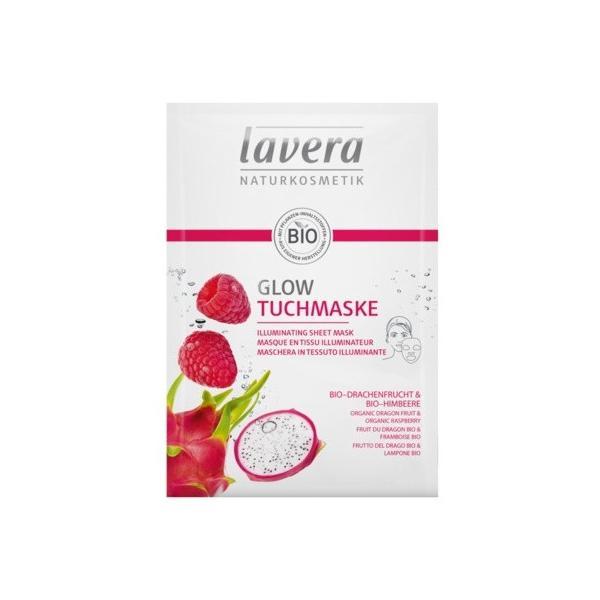 Masca iluminatoare Sheet Mask cu zmeura si fructul dragonului BIO, Lavera, 1 buc