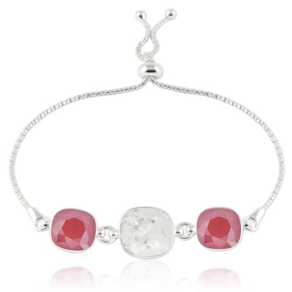 Bratara argint, Bratara Swarovski Crystals Triple Square Crystal-Royal Red + CADOU Laveta curatat bijuteriile din argint (Bratara Criando Bijoux)