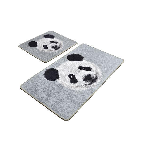 Set 2 covorase de baie Huge Panda, Gri, 60x100/50x60cm