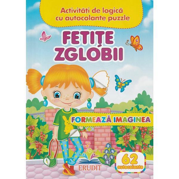 Formeaza imaginea. Fetite zglobii + 62 autocolante