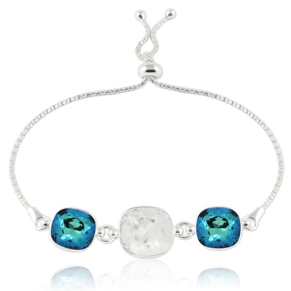 Bratara argint, Bratara Swarovski Crystals Triple Square Crystal-Electric Blue + CADOU Laveta curatat bijuteriile din argint (Bratara Criando Bijoux)