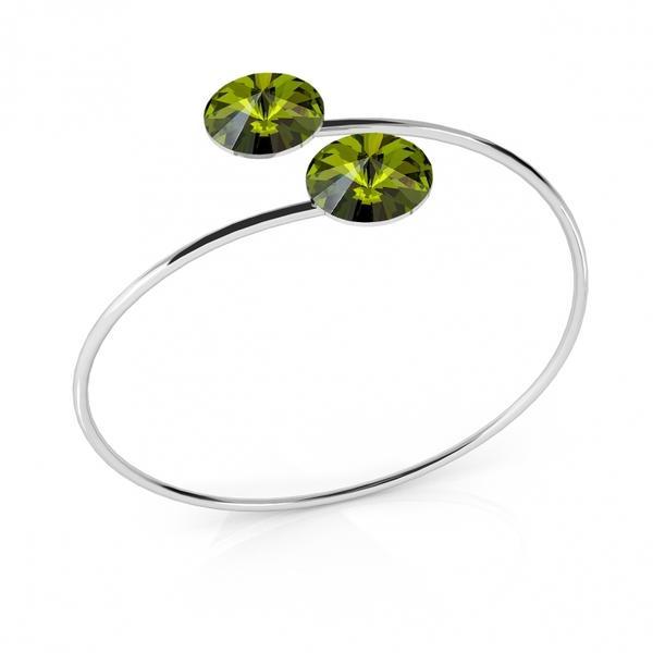 Bratara argint, Bratara Swarovski Double Rivoli Olivine 12mm (Bijuterii Argint)