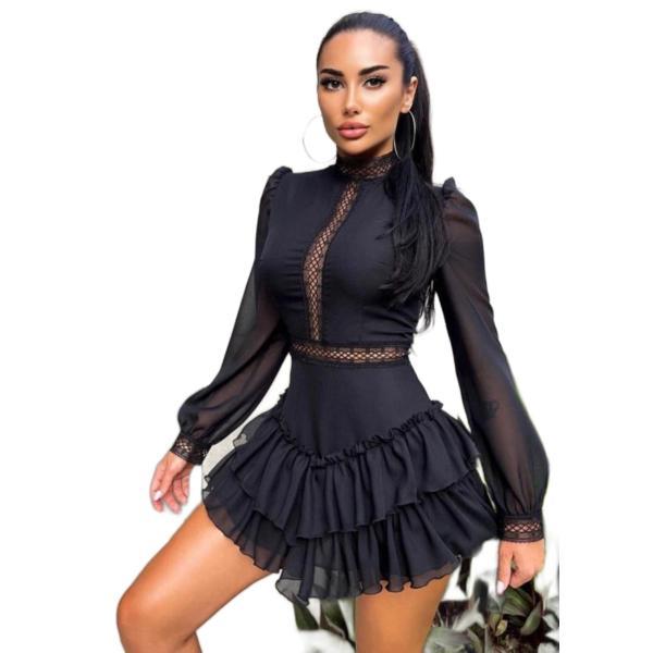 Rochie scurta Black Rose, negru, XL