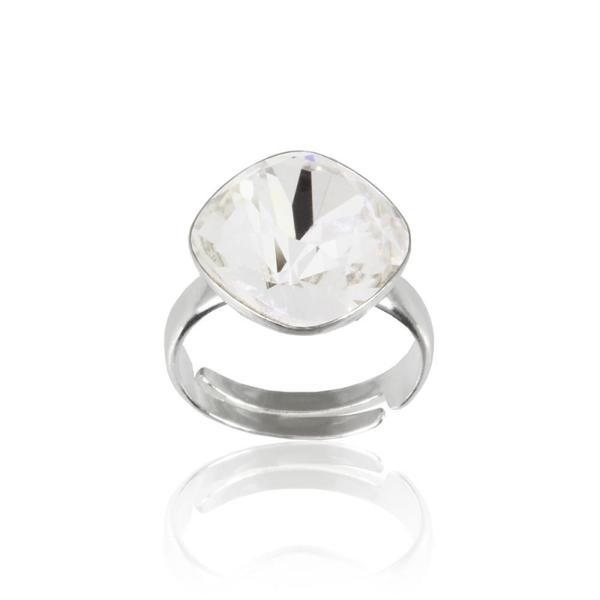 Inel argint, Inel Swarovski Cushion Cut Crystal Clear 12mm (Bijuterii Argint)