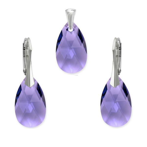 Set argint, Set Swarovski Pear Tanzanite 22mm