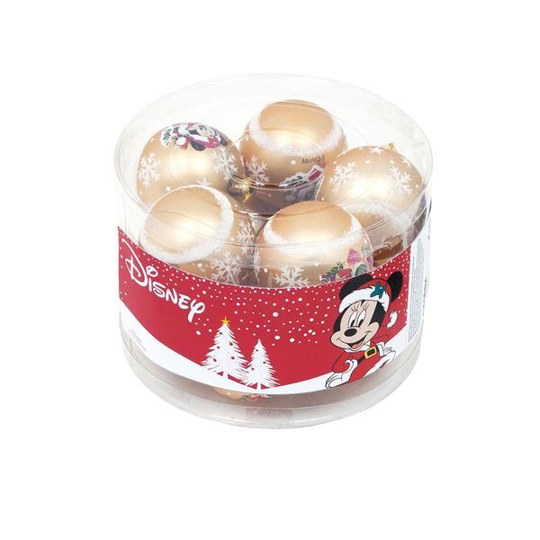 Set 10 globuri 6cm Craciun Minnie Mouse aurii