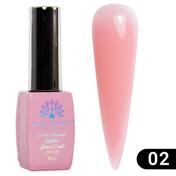 Base Coat Color French, Global Fashion, 8 ml, Roz pal 02