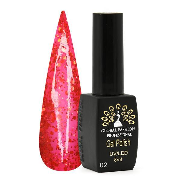 Oja semipermanenta, Global Fashion, Shine Spectrum Red, 8 ml, Rosu 02