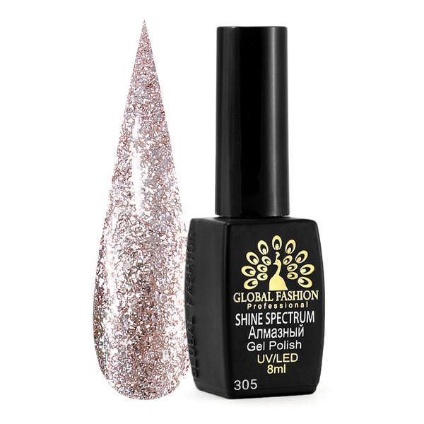 Oja semipermanenta, Global Fashion,Shine Spectrum, 8 ml, Argintiu 305