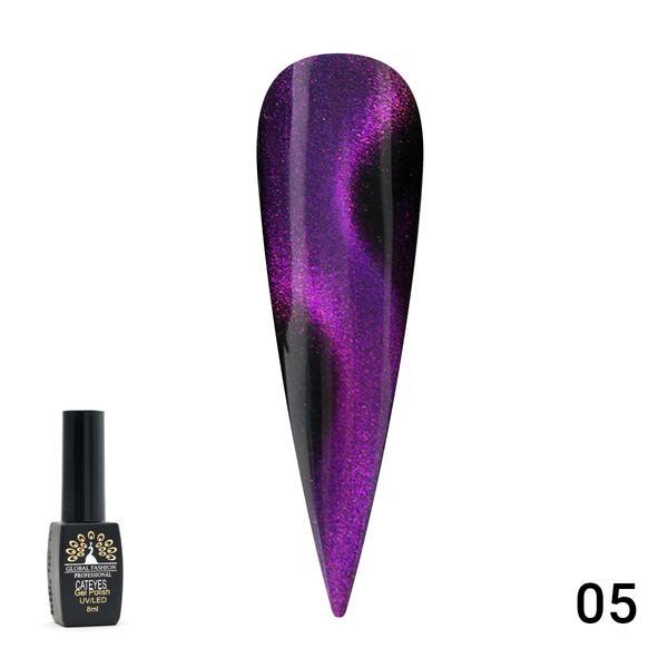 Oja semipermanenta, Global Fashion, 24D Cat Eye 8 ml, Violet 05