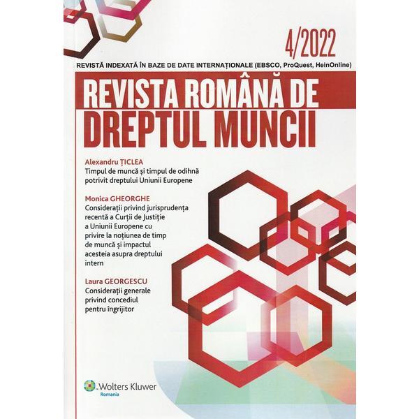 Revista romana de dreptul muncii Nr.4/2022, editura Wolters Kluwer