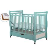 Patut din lemn Jas 120x60 cm cu sertar Mint + Saltea 9 cm - Baby Needs