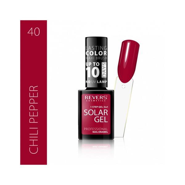 Lac de unghii solar gel, Revers, 12 ml, rosu, nr 40, chili pepper