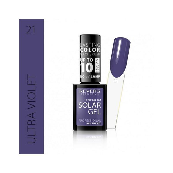 Lac de unghii solar gel, Revers, 12 ml, mov , nr 21, ultra violet