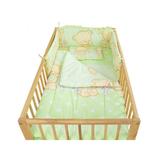 Lenjerie patut cu 4 piese 120x60cm Teddy Iepuras verde