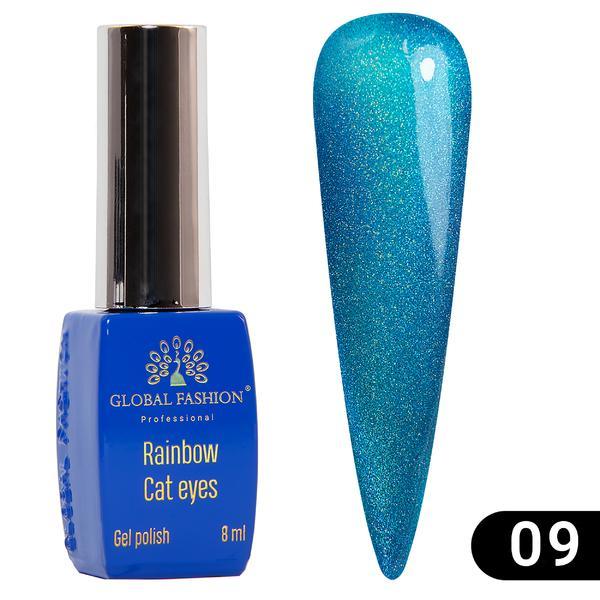 Oja semipermanenta, Global Fashion, Rainbow Laser Cat Eyes, 8 ml, Albastru 09