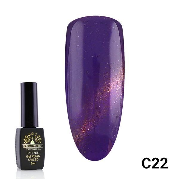 Oja semipermanenta, Global Fashion, Cat Eyes, 8ml, Violet 22