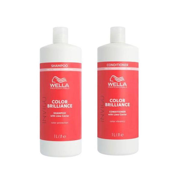 Pachet pentru Par Vopsit, Fin sau Normal - Wella Professionals Invigo Color Brilliance Vibrant Color: Sampon 1000 ml + Balsam 1000 ml