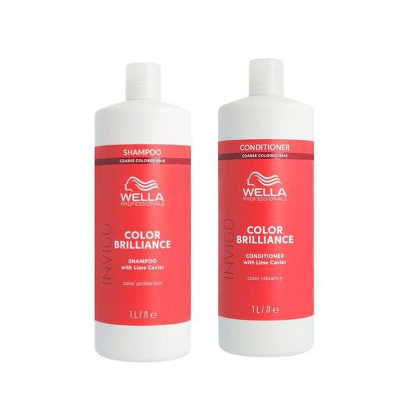 Pachet pentru Par Vopsit, Aspru Wella Professionals Invigo Color Brilliance Vibrant Color: Sampon 1000 ml + Balsam 1000 ml