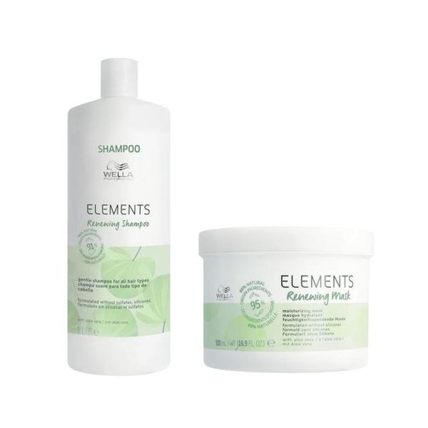 Pachet Revitalizant Wella Professionals Elements Renewing: Sampon 1000 ml + Masca 500 ml