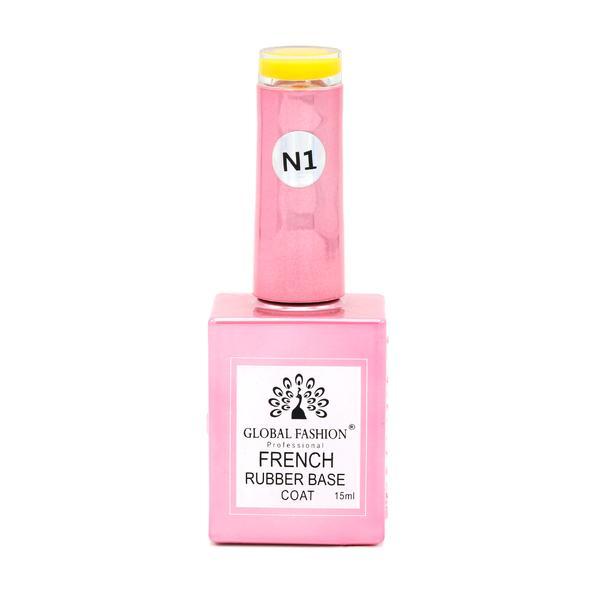 Baza Rubber Base Coat, French Neon, Global Fashion, 15 ml, Galben 01