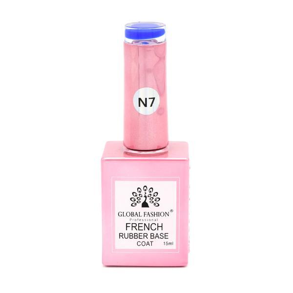 Baza Rubber Base Coat, French Neon, Global Fashion, 15 ml, Albastru 07