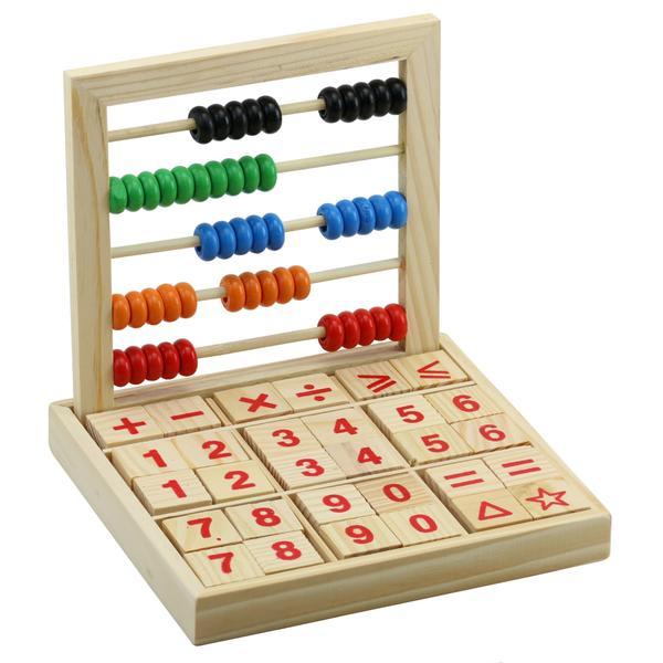 Numaratoare Abacus cu bile si cuburi, cifre litere simboluri, lemn