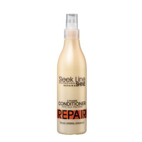 Balsam Bifazic Reparator Sleek Line pentru par deteriorat, 300ml