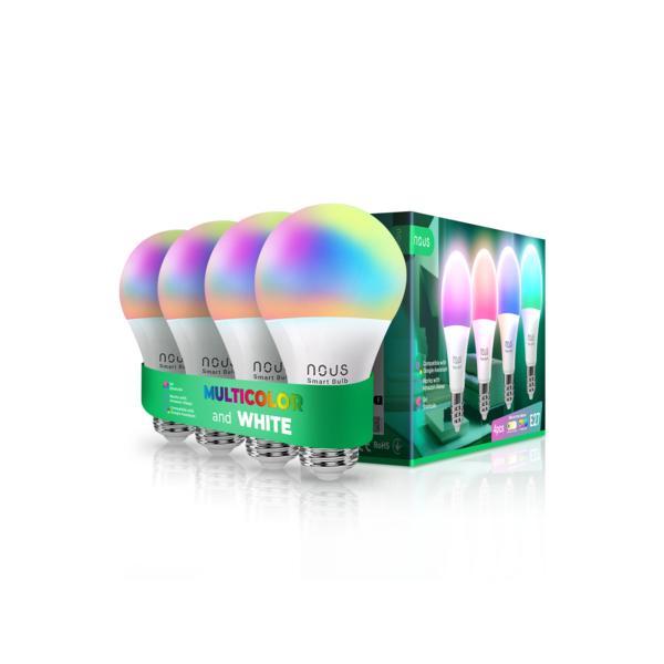 Bec inteligent, Nous P3 Smart Wifi, RGB, E27, 4 buc