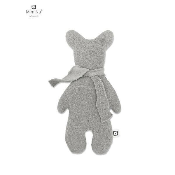 MimiNu - Jucarie textila moale pentru bebelusi, Bear Krzys, Din thermofrotte, Dimensiune 31 x 17 cm, Material certificat Oeko Tex Standard 100, Gray