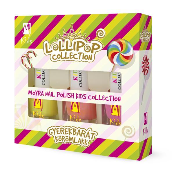 Set 3 bucati lac de unghii pentru copii, Lollipop Collection, Moyra, fara miros, fara substante periculoase, 3*7 ml