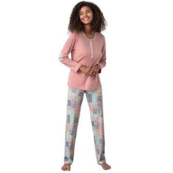 Pijama de dama Vamp 17522, XXL, bumbac, roz