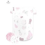 MimiNu - Cos rotund pentru depozitare jucarii, Din bumbac, Cu manere, 50x35 cm, Baby Shower Pink