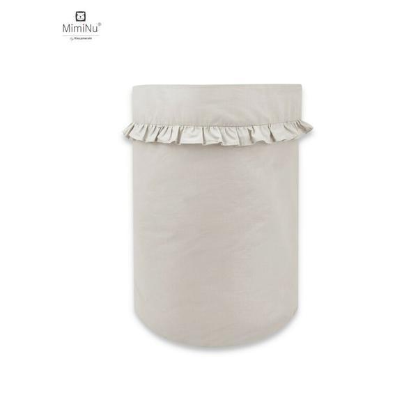 MimiNu - Cos rotund pentru depozitare jucarii, Din bumbac, 50x35 cm, Colectia Royal, Beige