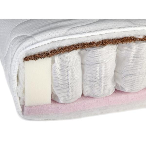 Saltea pentru patut YappyMiniPocket din spuma Hr si cocos, Cu arcuri impachetate individual mini Pocket Spring, YappyKids, 160x80x12 cm, Alb