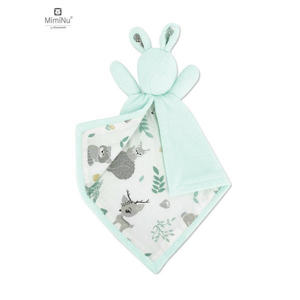 MimiNu - Lanka, Jucarie textila moale pentru bebelusi, Cu doua fete, 45 x 27 cm, Forest Friends Mint