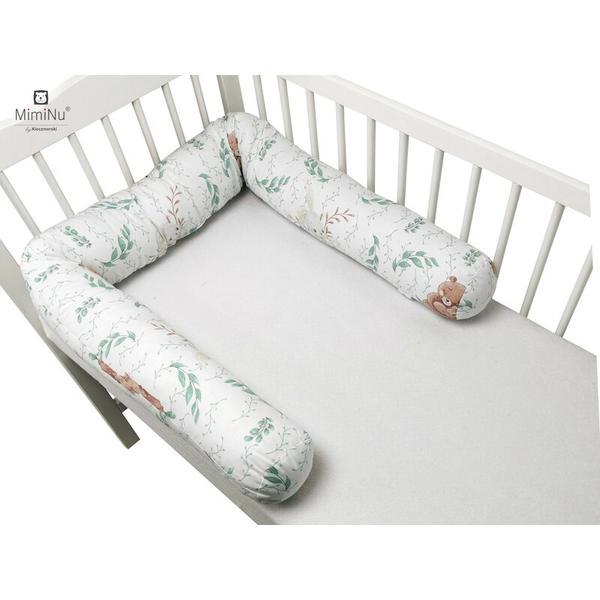 MimiNu - Aparatoare tip rulou pentru patut, Lungime 180 cm, Din bumbac, Cu diametru de 10 cm, Lulu Natural