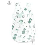 MimiNu - Sac de dormit pentru bebelusi, De iarna, Din bumbac, Cu fermoar lateral, Cu capse pe umar, 70 cm, 0 – 6 luni, 2.5 Tog, Dino Mint