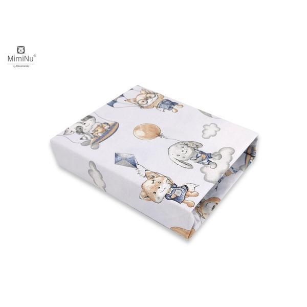 MimiNu - Cearceaf cu elastic pentru patut leagan sau patut co-sleeper, Dimensiune 90x40 cm, Din bumbac, Parachutes Blue