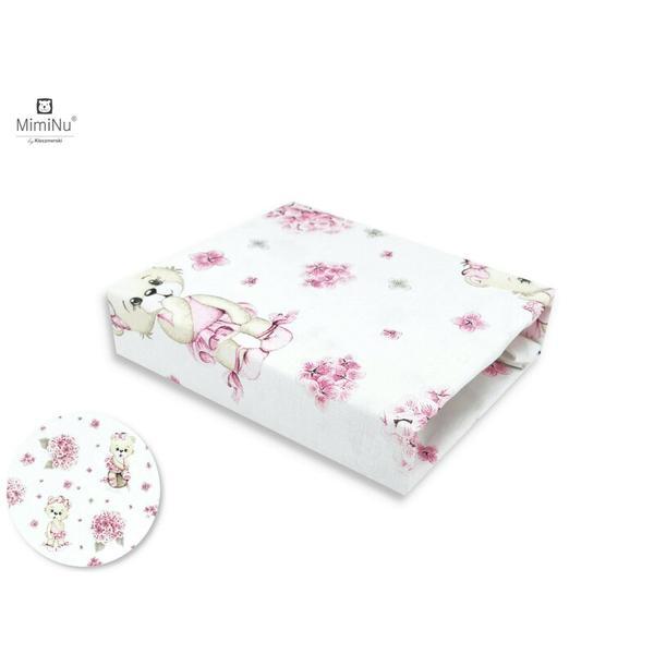 MimiNu - Cearceaf cu elastic pentru patut leagan sau patut co-sleeper, Dimensiune 90x40 cm, Din bumbac, Design, Pink Ballerina