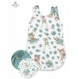 MimiNu - Sac de dormit pentru bebelusi, De iarna, Din bumbac, Cu fermoar lateral, Cu capse pe umar, 70 cm, 0 – 6 luni, 2.5 Tog, Sweet Deer Mint