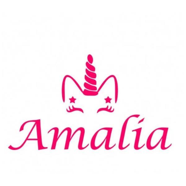 Sticker decorativ, Unicorn Amalia, roz, 45x27 cm