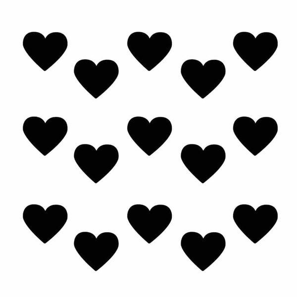 Sticker decorativ, Duragon, perete, Inimi, negru, 56 bucati, 7x6 cm