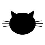 Sticker decorativ, Duragon, perete, Cap pisica, negru, 56 bucati, 7x6 cm