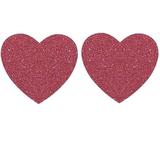 Set stickere decorative, Inimi, rosu glitter, 2 bucati, 5x5 cm