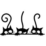 Sticker decorativ, Set 3 pisici, negru, 76x36 cm