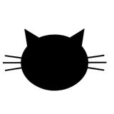 Tabla Scolara sub Forma de Autocolant pentru Scris cu Creta, Cap pisica, Neagra, 100 x 100 cm